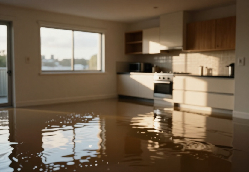 Flooded basement in Monash Park property before extraction